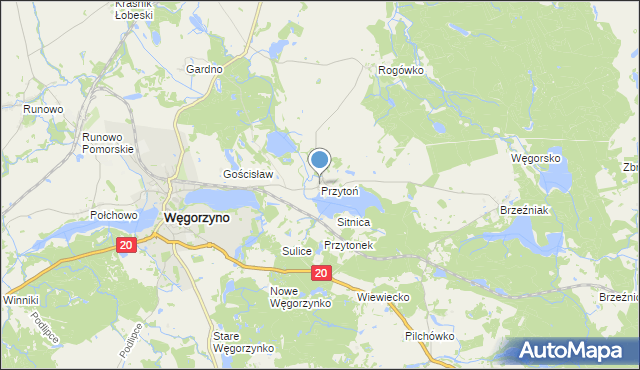 mapa Przytoń, Przytoń gmina Węgorzyno na mapie Targeo