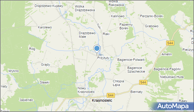 mapa Przytuły, Przytuły gmina Krasnosielc na mapie Targeo