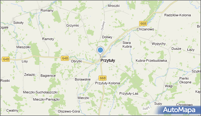 mapa Przytuły, Przytuły powiat łomżyński na mapie Targeo