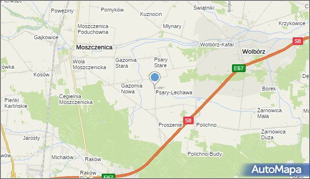 mapa Psary-Lechawa, Psary-Lechawa na mapie Targeo