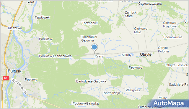 mapa Psary, Psary gmina Obryte na mapie Targeo