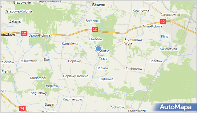 mapa Psary, Psary gmina Sławno na mapie Targeo