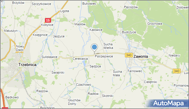 mapa Pstrzejowice, Pstrzejowice na mapie Targeo