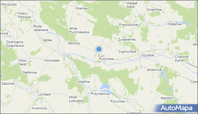 mapa Puczniew, Puczniew na mapie Targeo