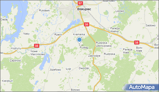 mapa Pudląg, Pudląg na mapie Targeo