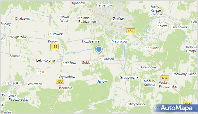 mapa Pukawica, Pukawica na mapie Targeo