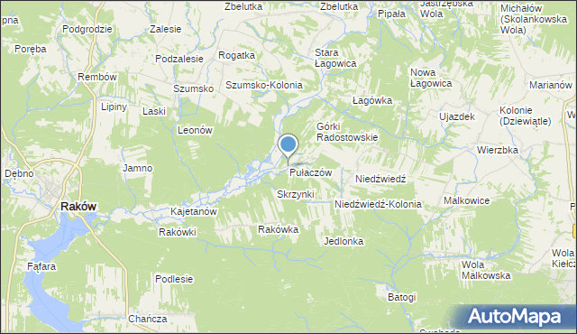 mapa Pułaczów, Pułaczów na mapie Targeo