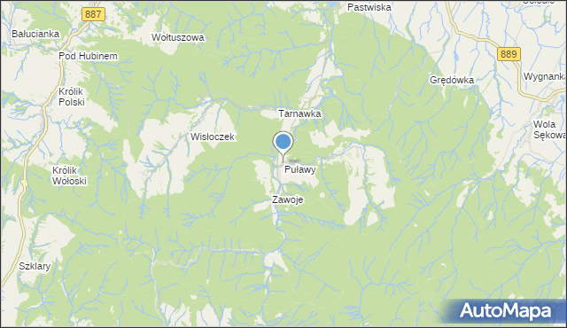 mapa Puław, Puławy gmina Rymanów na mapie Targeo