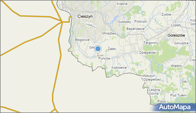 mapa Puńców, Puńców na mapie Targeo