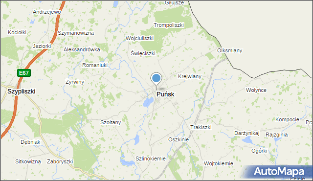 mapa Puńsk, Puńsk na mapie Targeo