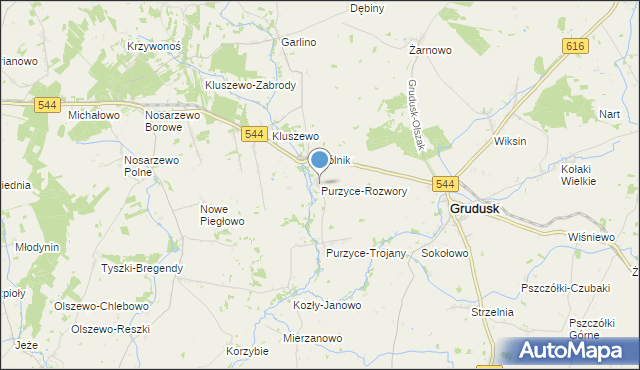 mapa Purzyce-Rozwory, Purzyce-Rozwory na mapie Targeo