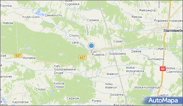mapa Pustelnik, Pustelnik gmina Stanisławów na mapie Targeo