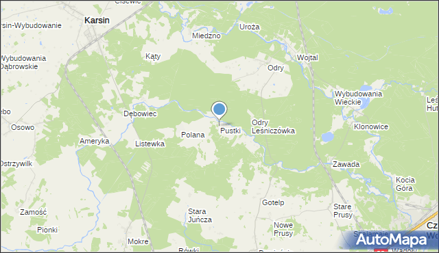 mapa Pustki, Pustki gmina Czersk na mapie Targeo