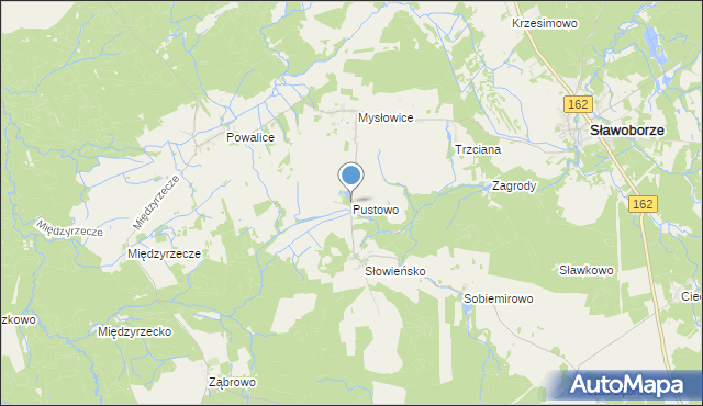 mapa Pustowo, Pustowo gmina Sławoborze na mapie Targeo