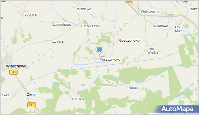mapa Puszczykowo, Puszczykowo gmina Kamieniec na mapie Targeo