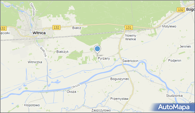 mapa Pyrzany, Pyrzany na mapie Targeo