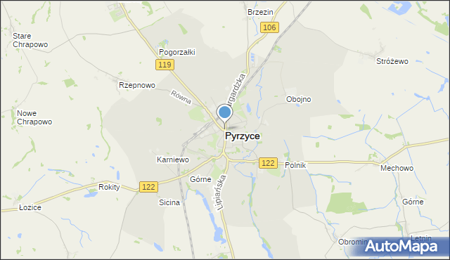 mapa Pyrzyce, Pyrzyce na mapie Targeo