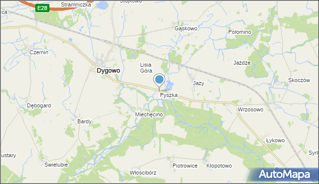 mapa Pyszka, Pyszka na mapie Targeo