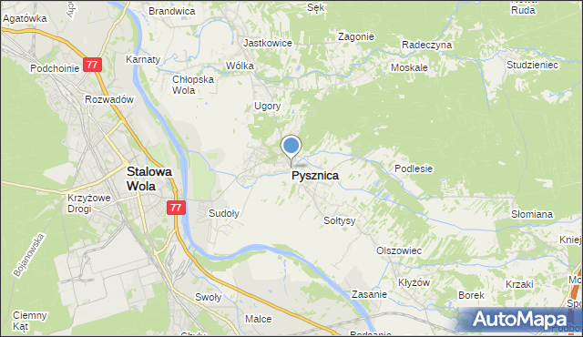 mapa Pysznica, Pysznica na mapie Targeo