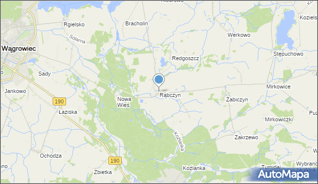 mapa Rąbczyn, Rąbczyn gmina Wągrowiec na mapie Targeo