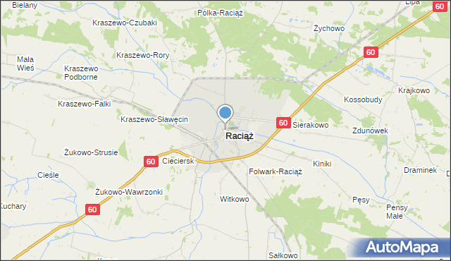 mapa Raciąż, Raciąż powiat płoński na mapie Targeo