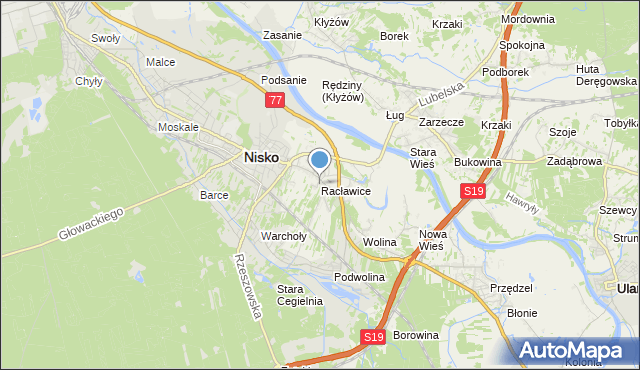 mapa Racławice, Racławice gmina Nisko na mapie Targeo