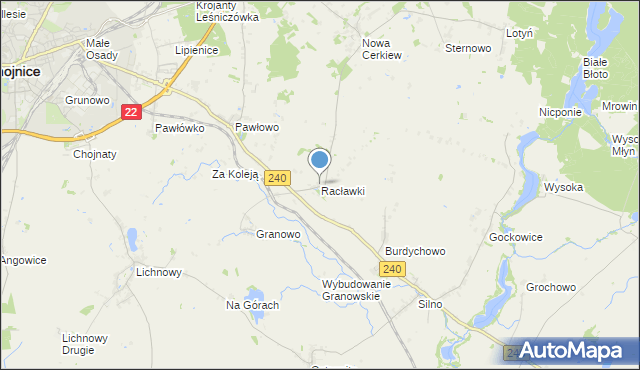 mapa Racławki, Racławki gmina Chojnice na mapie Targeo