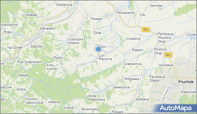 mapa Rączyna, Rączyna na mapie Targeo