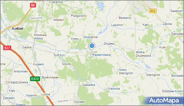 mapa Radachówka, Radachówka na mapie Targeo
