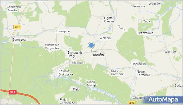 mapa Radłów, Radłów powiat oleski na mapie Targeo