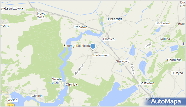 mapa Radomierz, Radomierz gmina Przemęt na mapie Targeo