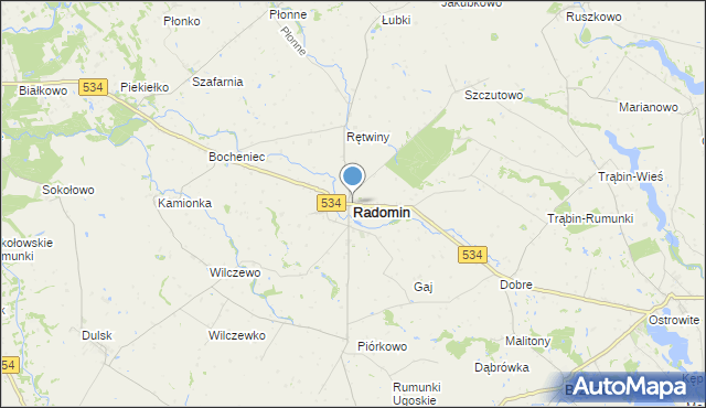 mapa Radomin, Radomin powiat golubsko-dobrzyński na mapie Targeo