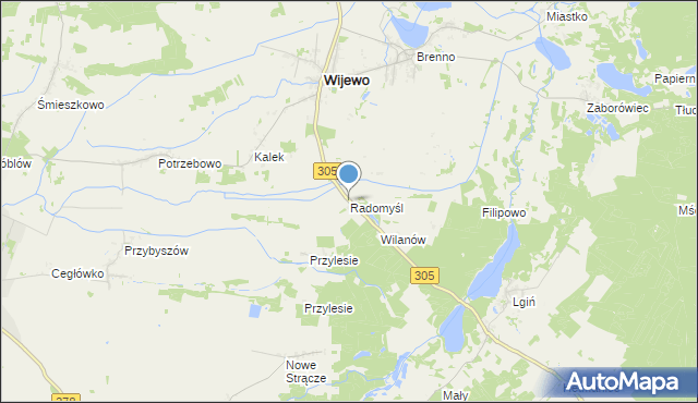 mapa Radomyśl, Radomyśl gmina Wijewo na mapie Targeo