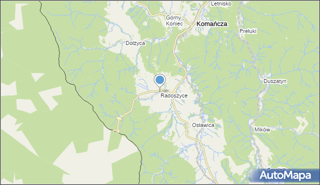 mapa Radoszyce, Radoszyce gmina Komańcza na mapie Targeo