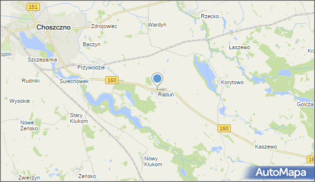 mapa Raduń, Raduń gmina Choszczno na mapie Targeo
