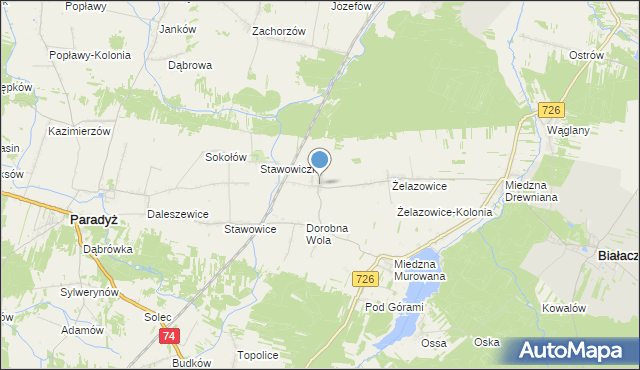 mapa Radwan, Radwan gmina Białaczów na mapie Targeo