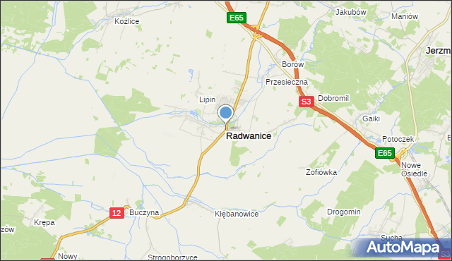 mapa Radwanice, Radwanice powiat polkowicki na mapie Targeo