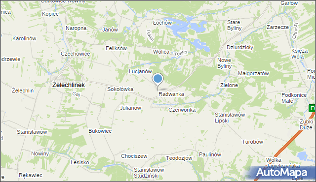 mapa Radwanka, Radwanka na mapie Targeo