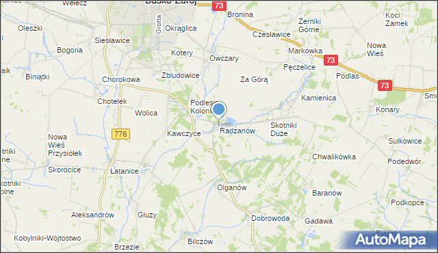 mapa Radzanów, Radzanów gmina Busko-Zdrój na mapie Targeo