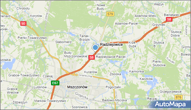 mapa Radziejowice-Parcel, Radziejowice-Parcel na mapie Targeo