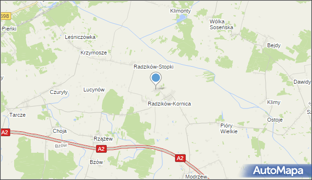 mapa Radzików-Oczki, Radzików-Oczki na mapie Targeo