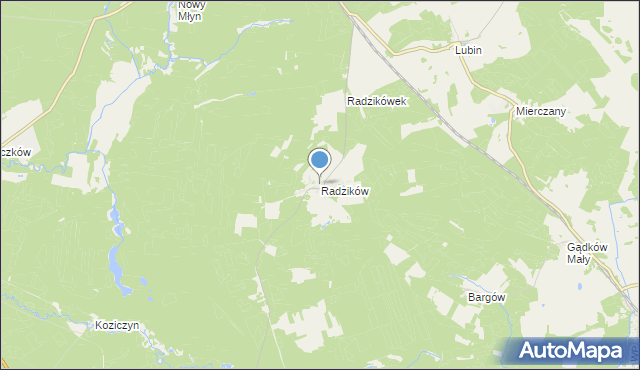 mapa Radzików, Radzików gmina Cybinka na mapie Targeo