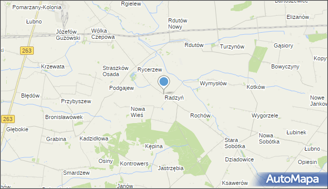 mapa Radzyń, Radzyń gmina Grabów na mapie Targeo