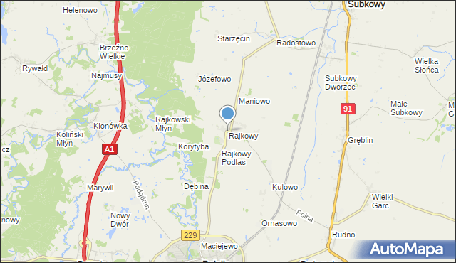 mapa Rajkowy, Rajkowy na mapie Targeo