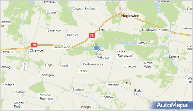 mapa Rakoszyn, Rakoszyn na mapie Targeo