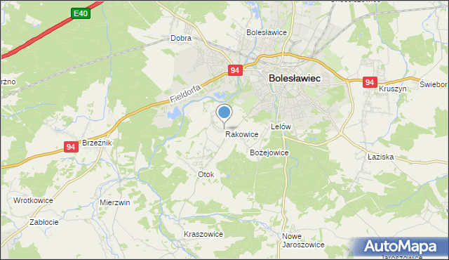 mapa Rakowice, Rakowice gmina Bolesławiec na mapie Targeo