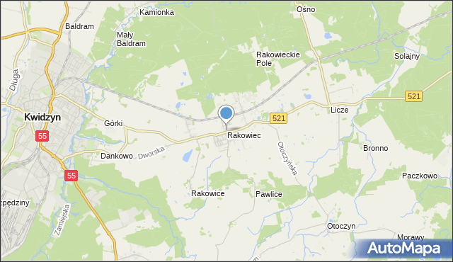mapa Rakowiec, Rakowiec gmina Kwidzyn na mapie Targeo