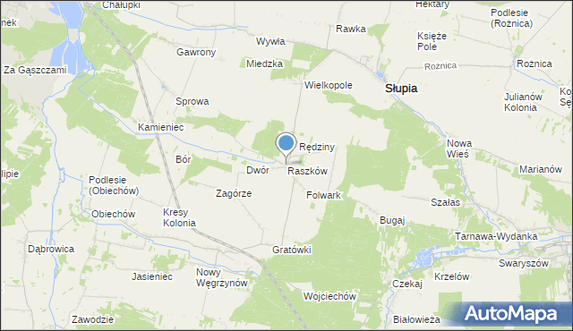 mapa Raszków, Raszków gmina Słupia na mapie Targeo