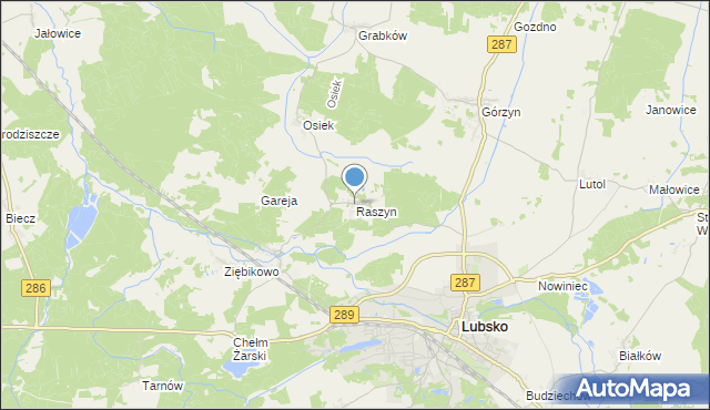 mapa Raszyn, Raszyn gmina Lubsko na mapie Targeo
