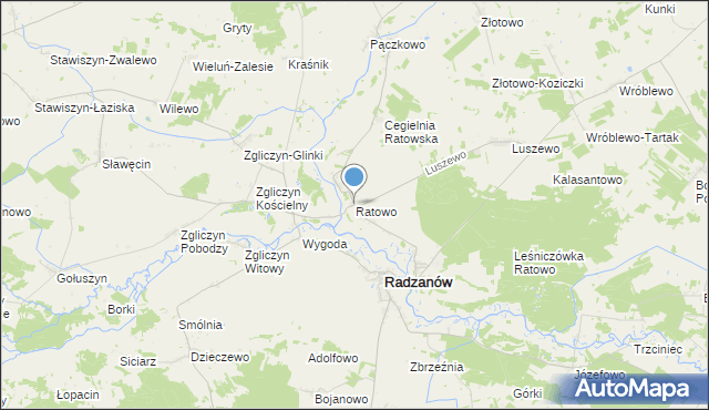 mapa Ratowo, Ratowo gmina Radzanów na mapie Targeo